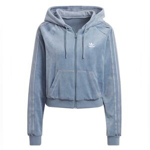 Adidas Originals Women’s Cropped Full Zip Hoodie Blue Size L